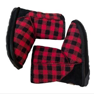Emu Australia boys‎ red and black checkered plaid lumberjack boots size 1